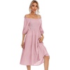 image:imageRVivimos Womens Summer Cotton Lantern Sleeves Ruffled Off Shoulder ALine Midi DressesPink