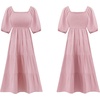 image:imageRVivimos Womens Summer Cotton Lantern Sleeves Ruffled Off Shoulder ALine Midi DressesPink