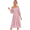 image:imageRVivimos Womens Summer Cotton Lantern Sleeves Ruffled Off Shoulder ALine Midi DressesPink