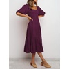 image:imageRVivimos Womens Summer Cotton Lantern Sleeves Ruffled Off Shoulder ALine Midi DressesPlum