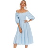 image:imageRVivimos Womens Summer Cotton Lantern Sleeves Ruffled Off Shoulder ALine Midi DressesSkyblue