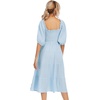 image:imageRVivimos Womens Summer Cotton Lantern Sleeves Ruffled Off Shoulder ALine Midi DressesSkyblue