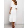 image:imageRVivimos Womens Summer Cotton Lantern Sleeves Ruffled Off Shoulder ALine Midi DressesWhite