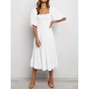 image:imageRVivimos Womens Summer Cotton Lantern Sleeves Ruffled Off Shoulder ALine Midi DressesWhite