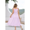 image:imageRVivimos Womens Summer Cotton Linen Casual Midi Dresses Elastic Straps Empire Waist ALine Flowy Long Dresses with PocketsLavender
