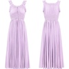 image:imageRVivimos Womens Summer Cotton Linen Casual Midi Dresses Elastic Straps Empire Waist ALine Flowy Long Dresses with PocketsLavender