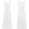 image:imageRVivimos Womens Summer Cotton Linen Casual Midi Dresses Elastic Straps Empire Waist ALine Flowy Long Dresses with PocketsWhite