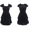 image:imageRVivimos Womens Summer Cotton Puff Sleeves Layered Ruffles Casual Boho Swing Mini DressesBlack