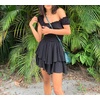 image:imageRVivimos Womens Summer Cotton Puff Sleeves Layered Ruffles Casual Boho Swing Mini DressesBlack