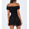 image:imageRVivimos Womens Summer Cotton Puff Sleeves Layered Ruffles Casual Boho Swing Mini DressesBlack