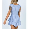 image:imageRVivimos Womens Summer Cotton Puff Sleeves Layered Ruffles Casual Boho Swing Mini DressesBlue