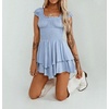 image:imageRVivimos Womens Summer Cotton Puff Sleeves Layered Ruffles Casual Boho Swing Mini DressesBlue