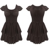 image:imageRVivimos Womens Summer Cotton Puff Sleeves Layered Ruffles Casual Boho Swing Mini DressesBrown