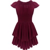 image:imageRVivimos Womens Summer Cotton Puff Sleeves Layered Ruffles Casual Boho Swing Mini DressesBurgundy