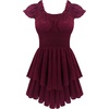 image:imageRVivimos Womens Summer Cotton Puff Sleeves Layered Ruffles Casual Boho Swing Mini DressesBurgundy