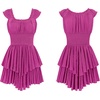 image:imageRVivimos Womens Summer Cotton Puff Sleeves Layered Ruffles Casual Boho Swing Mini DressesFuchsia