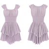 image:imageRVivimos Womens Summer Cotton Puff Sleeves Layered Ruffles Casual Boho Swing Mini DressesLight Purple