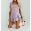 image:imageRVivimos Womens Summer Cotton Puff Sleeves Layered Ruffles Casual Boho Swing Mini DressesLight Purple