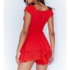 image:imageRVivimos Womens Summer Cotton Puff Sleeves Layered Ruffles Casual Boho Swing Mini DressesRed