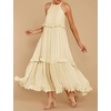 image:imageRVivimos Womens Summer Dress Sleeveless Halter Layered Ruffles Casual Boho Flowy Maxi DressBeige