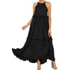 image:imageRVivimos Womens Summer Dress Sleeveless Halter Layered Ruffles Casual Boho Flowy Maxi DressBlack