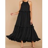image:imageRVivimos Womens Summer Dress Sleeveless Halter Layered Ruffles Casual Boho Flowy Maxi DressBlack
