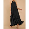 image:imageRVivimos Womens Summer Dress Sleeveless Halter Layered Ruffles Casual Boho Flowy Maxi DressBlack