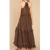 image:imageRVivimos Womens Summer Dress Sleeveless Halter Layered Ruffles Casual Boho Flowy Maxi DressBrown