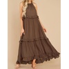image:imageRVivimos Womens Summer Dress Sleeveless Halter Layered Ruffles Casual Boho Flowy Maxi DressBrown