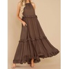 image:imageRVivimos Womens Summer Dress Sleeveless Halter Layered Ruffles Casual Boho Flowy Maxi DressBrown