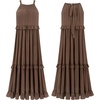 image:imageRVivimos Womens Summer Dress Sleeveless Halter Layered Ruffles Casual Boho Flowy Maxi DressBrown