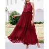 image:imageRVivimos Womens Summer Dress Sleeveless Halter Layered Ruffles Casual Boho Flowy Maxi DressBurgundy