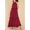 image:imageRVivimos Womens Summer Dress Sleeveless Halter Layered Ruffles Casual Boho Flowy Maxi DressBurgundy