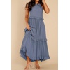 image:imageRVivimos Womens Summer Dress Sleeveless Halter Layered Ruffles Casual Boho Flowy Maxi DressDusty Blue