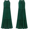 image:imageRVivimos Womens Summer Dress Sleeveless Halter Layered Ruffles Casual Boho Flowy Maxi DressEmerald Green