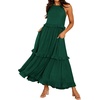 image:imageRVivimos Womens Summer Dress Sleeveless Halter Layered Ruffles Casual Boho Flowy Maxi DressEmerald Green