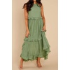 image:imageRVivimos Womens Summer Dress Sleeveless Halter Layered Ruffles Casual Boho Flowy Maxi DressGreen
