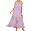 image:imageRVivimos Womens Summer Dress Sleeveless Halter Layered Ruffles Casual Boho Flowy Maxi DressLavender