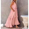 image:imageRVivimos Womens Summer Dress Sleeveless Halter Layered Ruffles Casual Boho Flowy Maxi DressLight Pink