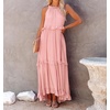 image:imageRVivimos Womens Summer Dress Sleeveless Halter Layered Ruffles Casual Boho Flowy Maxi DressLight Pink