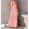 image:imageRVivimos Womens Summer Dress Sleeveless Halter Layered Ruffles Casual Boho Flowy Maxi DressLight Pink