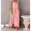 image:imageRVivimos Womens Summer Dress Sleeveless Halter Layered Ruffles Casual Boho Flowy Maxi DressLight Pink