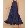 image:imageRVivimos Womens Summer Dress Sleeveless Halter Layered Ruffles Casual Boho Flowy Maxi DressNavyblue