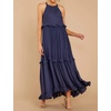 image:imageRVivimos Womens Summer Dress Sleeveless Halter Layered Ruffles Casual Boho Flowy Maxi DressNavyblue