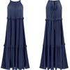 image:imageRVivimos Womens Summer Dress Sleeveless Halter Layered Ruffles Casual Boho Flowy Maxi DressNavyblue