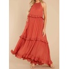 image:imageRVivimos Womens Summer Dress Sleeveless Halter Layered Ruffles Casual Boho Flowy Maxi DressOrange