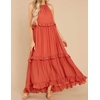 image:imageRVivimos Womens Summer Dress Sleeveless Halter Layered Ruffles Casual Boho Flowy Maxi DressOrange