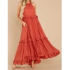 image:imageRVivimos Womens Summer Dress Sleeveless Halter Layered Ruffles Casual Boho Flowy Maxi DressOrange