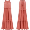 image:imageRVivimos Womens Summer Dress Sleeveless Halter Layered Ruffles Casual Boho Flowy Maxi DressPink