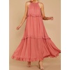 image:imageRVivimos Womens Summer Dress Sleeveless Halter Layered Ruffles Casual Boho Flowy Maxi DressPink